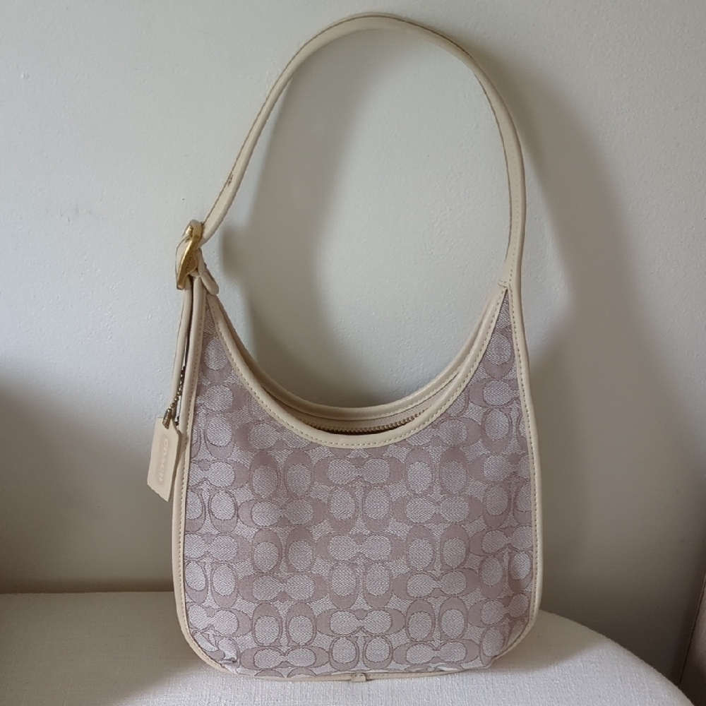 Coach Cream Hobo Shoulder Bag with Monogram
